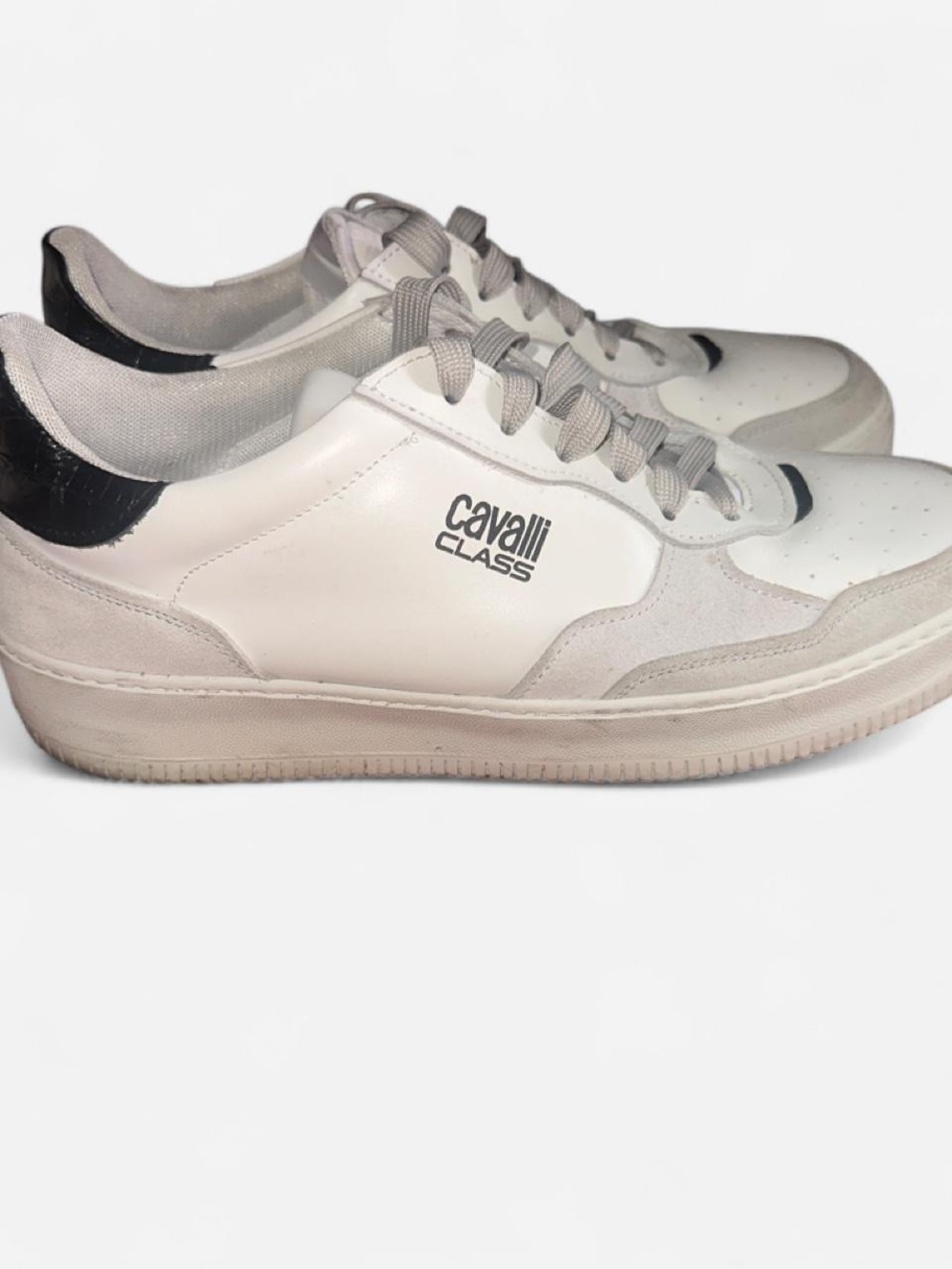 Cavalli Class Men's White and Black Low-Top Sneakers